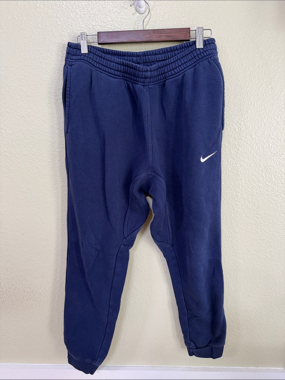 Nike Navy Men's Fleece Joggers with White Swoosh